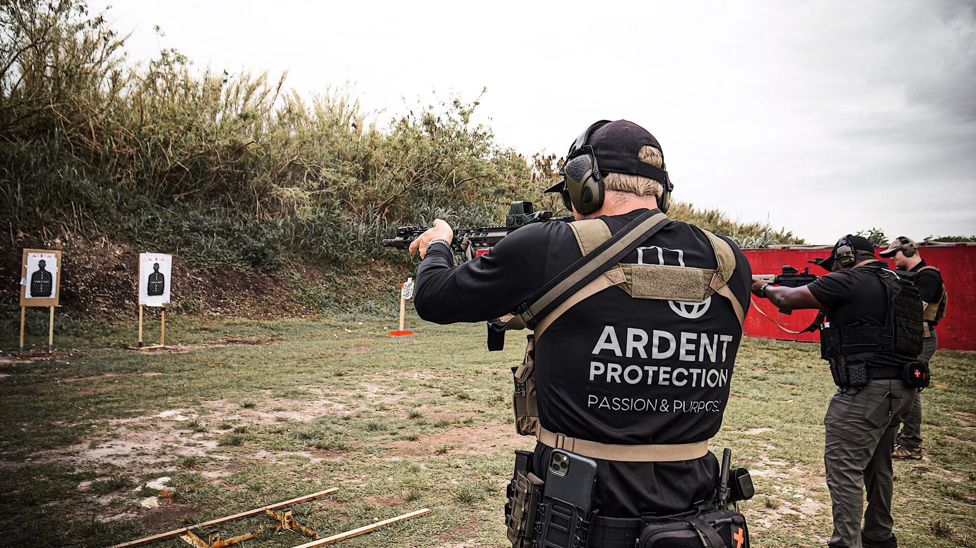 ARDENT team running defensive firearms drills on the range