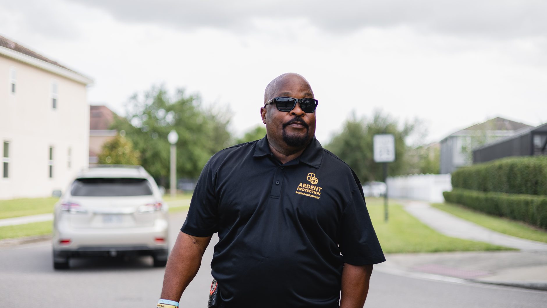 An ARDENT Fire Watch Officer walking a patrol route inside a Florida building with an impaired fire alarm system.